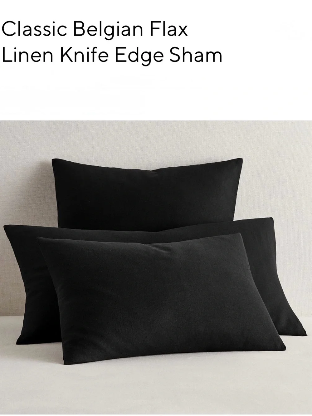 POTTERY BARN Belgian Linen Shams Black (3) Euro & King